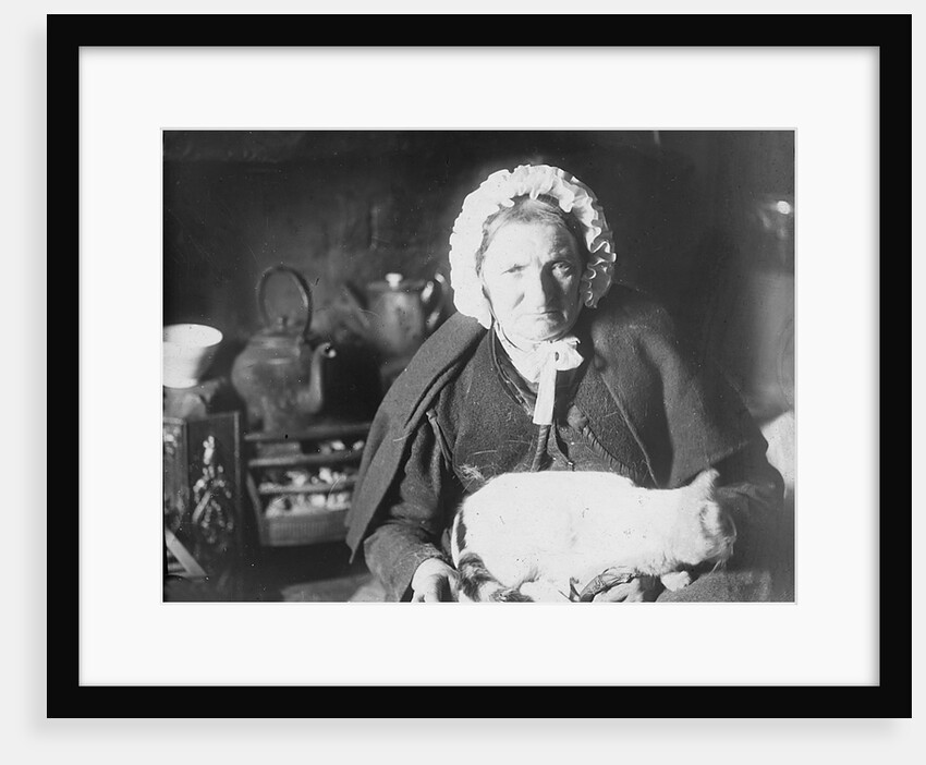 Old Manx Woman with her Cat, Isle of Man by George Bellett Cowen